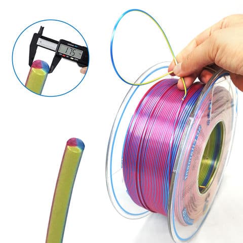 Filament 3D en soie tricolore YOUSU avec une belle surface, sans enchevêtrement, perlé de 1.75mm et 2.85mm et 1kg