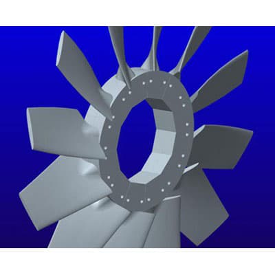 Modelado tridimensional de la geometría del ventilador axial del metro