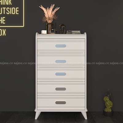 Manlia white 5-drawer file