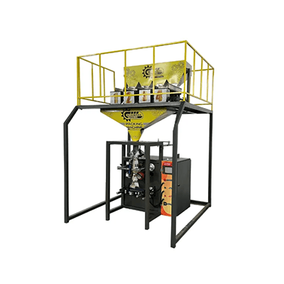 Verpackungsmaschine mit vier mechanischen Wägeeinheiten