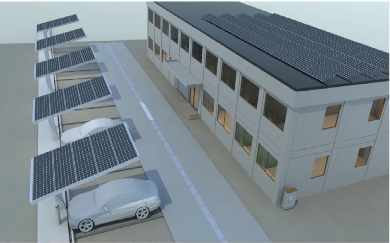 Sistema de producción de energía solar para vehículos eléctricos en el lugar de estacionamiento.